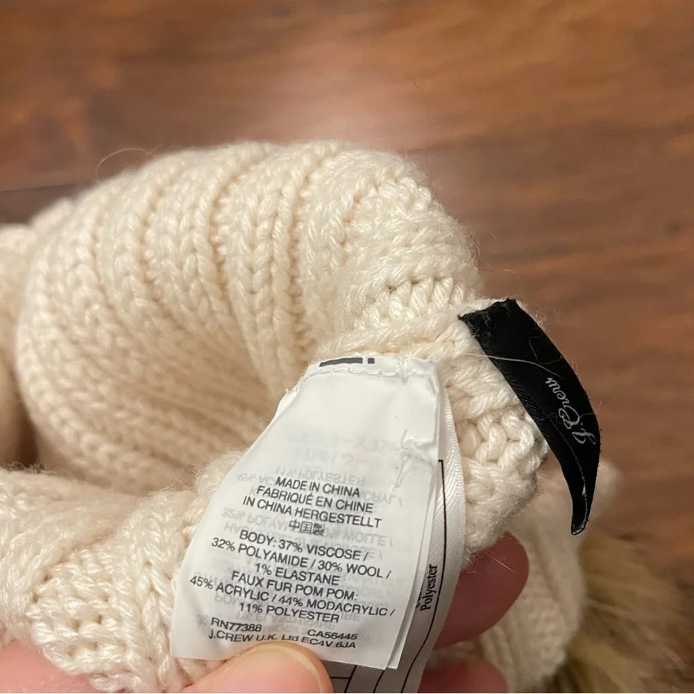 J. Crew Wool Blend Faux Fur Beanie